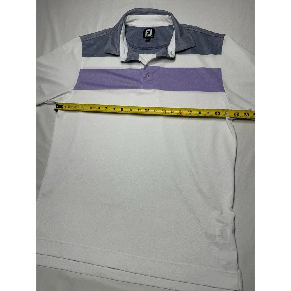 FootJoy Men's Double Block‎ Birdseye Pique Polo Size M Purple And White
